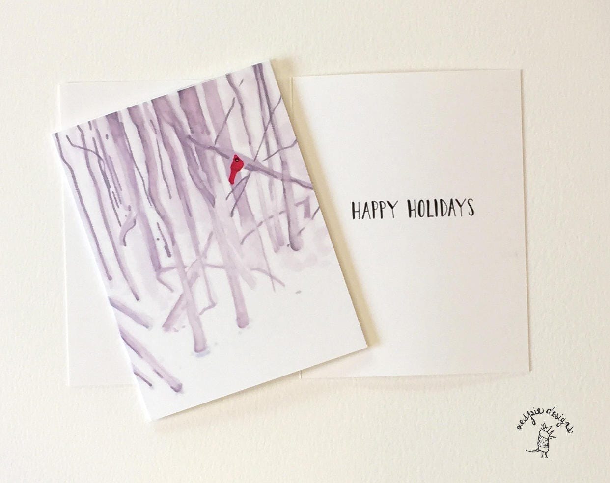 Winter Cardinal Holiday Cards (Set of 10)- Handmade