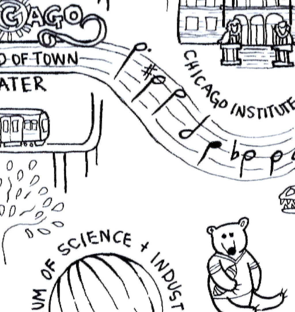 Chicago City Map Art Print - Black & White