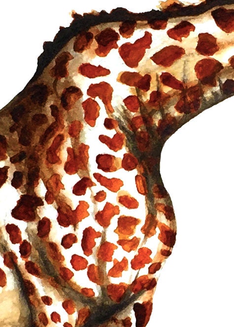 Giraffe with Flower Print - Watercolor