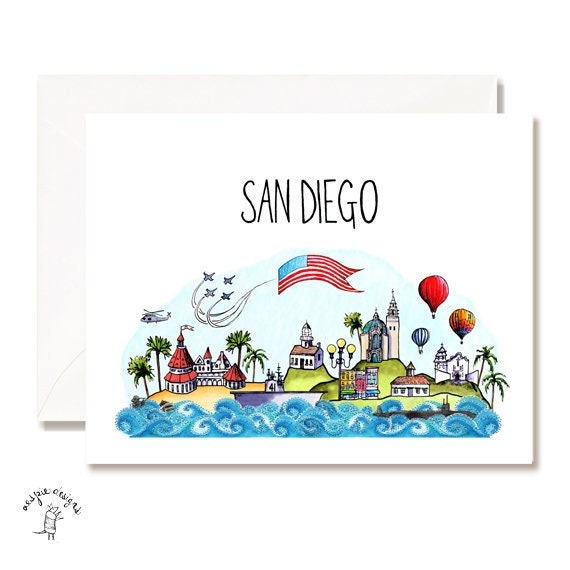 San Diego Military Illustration Card - Set of 10 - A2 Blank