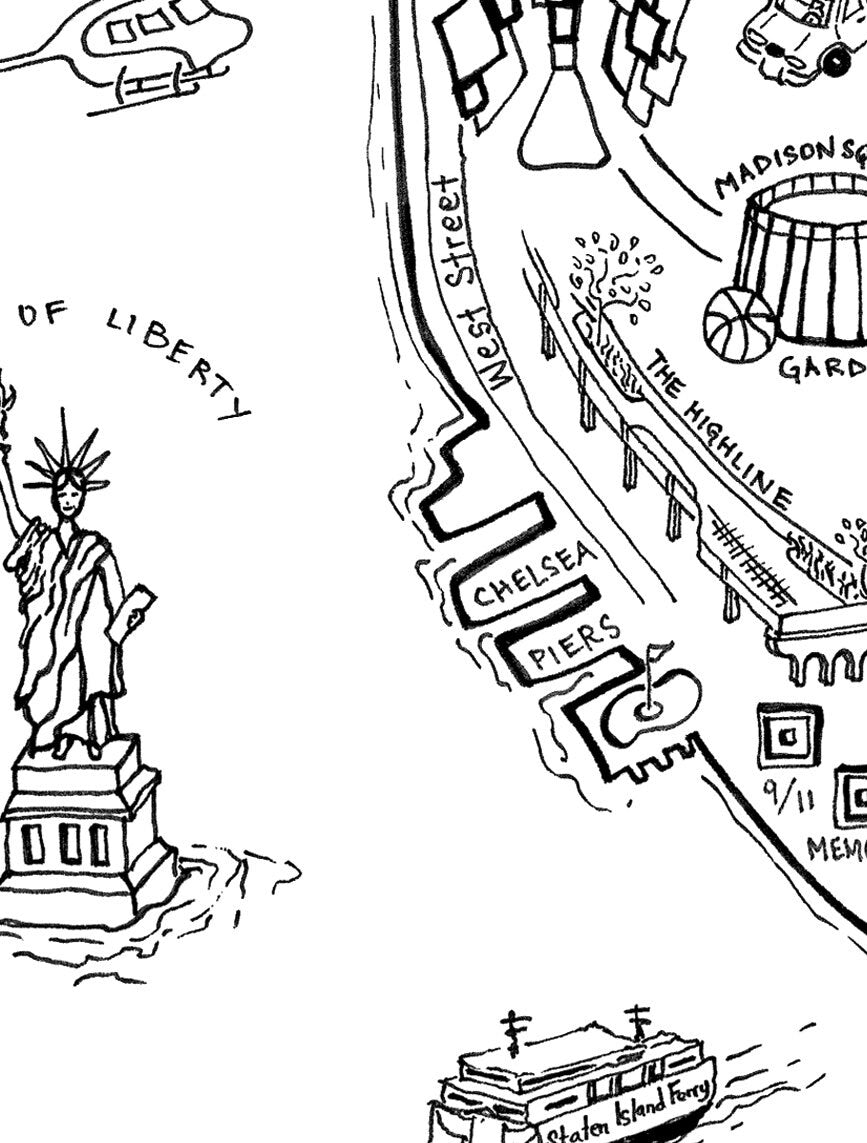 New York City Map Art Print - Black & White