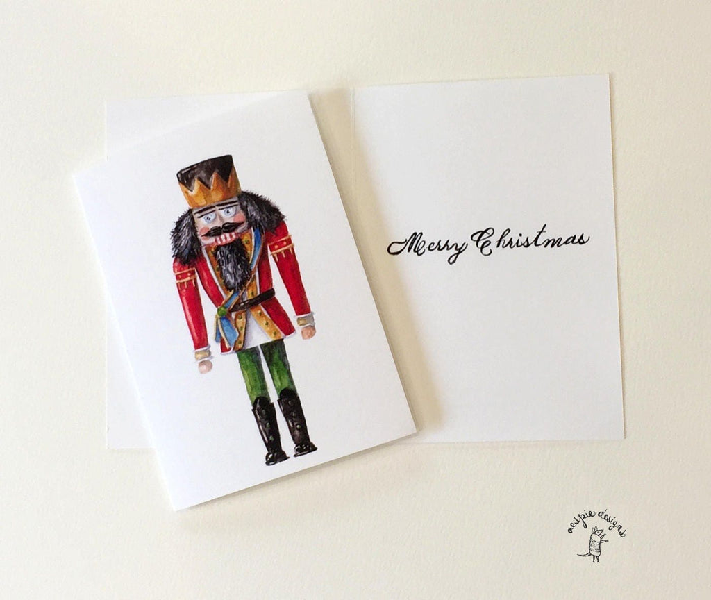 Red and Green Nutcracker King - Christmas Holiday Cards