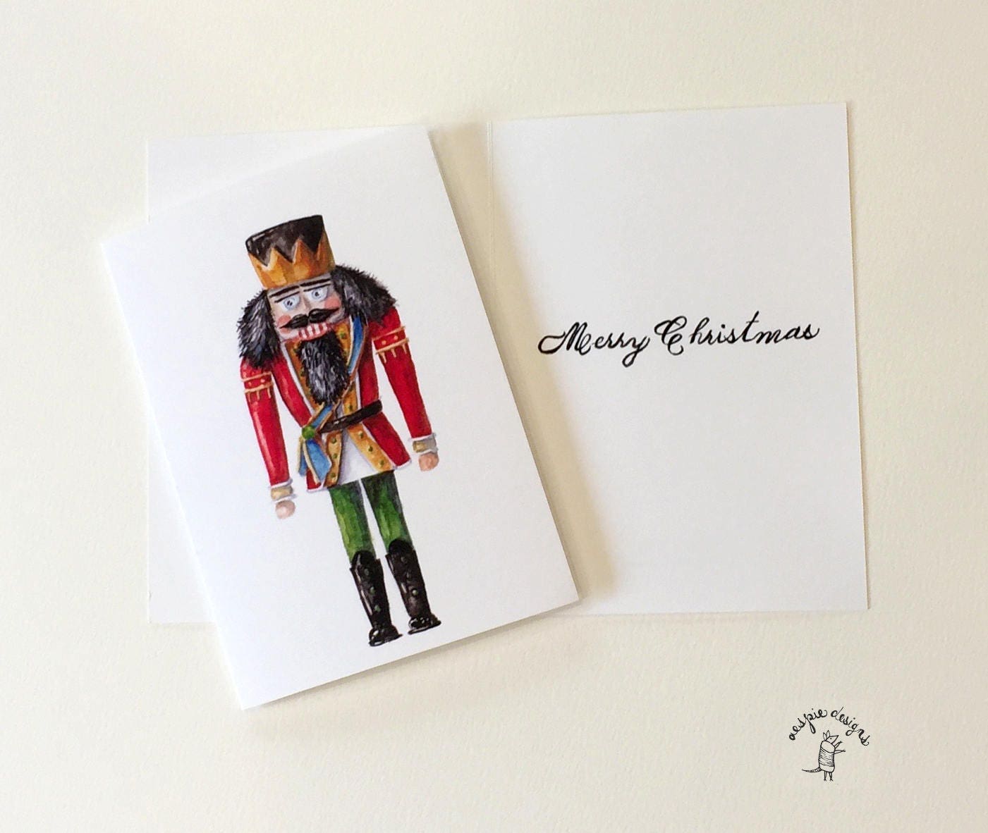 Red and Green Nutcracker King - Christmas Holiday Cards