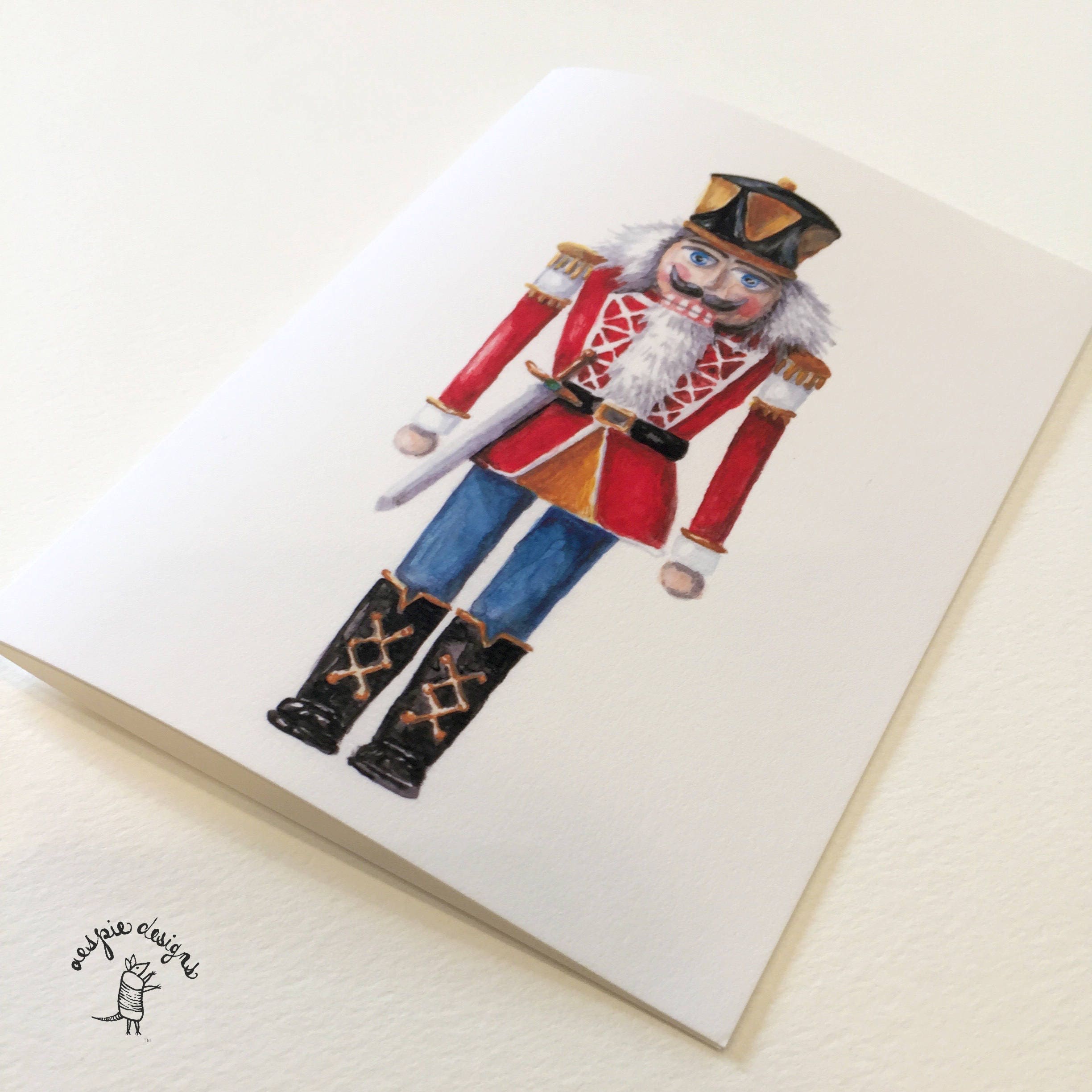 Red and Blue Nutcracker King- Christmas Holiday Cards