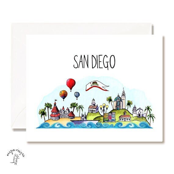 San Diego Illustration Card - Set of 10 - A2 Blank