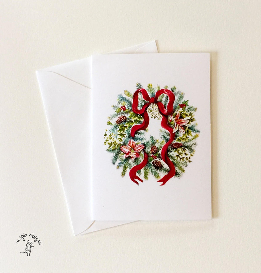 Winter Wreath Christmas Holiday Cards