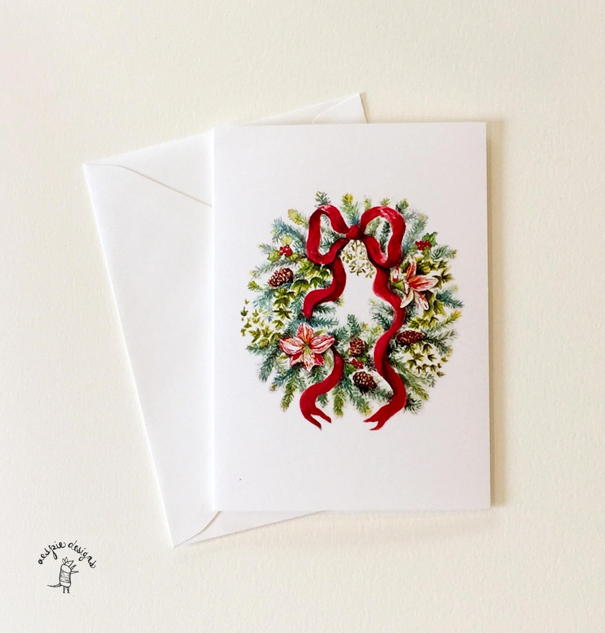 Winter Wreath Christmas Holiday Cards