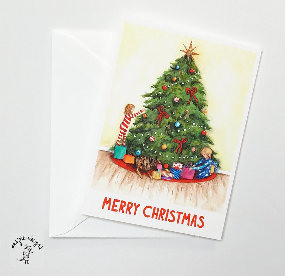 Christmas Tree Holiday Cards (Set of 10) - Handmade