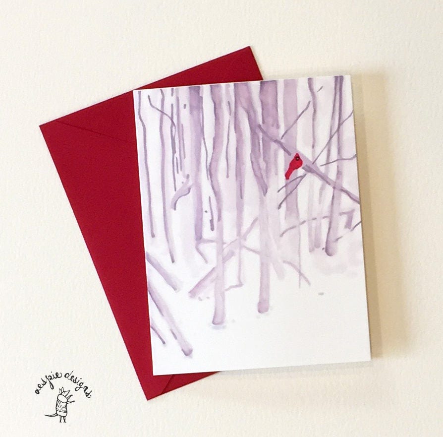 Winter Cardinal Holiday Cards (Set of 10)- Handmade